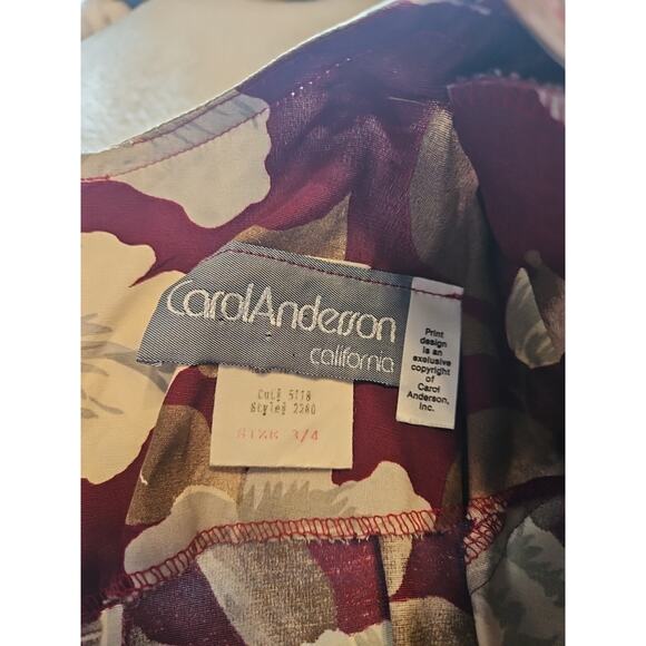 VTG Carol Anderson Dress Women's Sz 3/4 Red Floral A Line w/Shldr Pads & Pockets - Picture 5 of 13